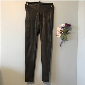 VICTORIAS SECRET PINK shiny pocket leggings gray 28” XS